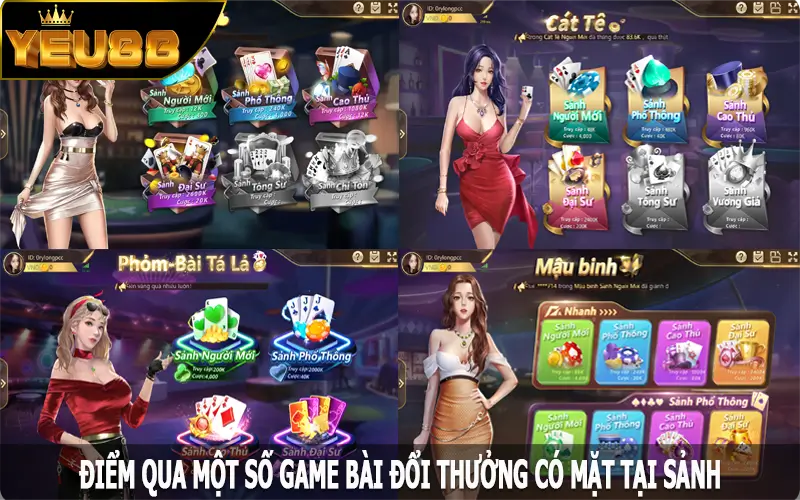 Điểm qua một số game bài đổi thưởng có mặt tại sảnh