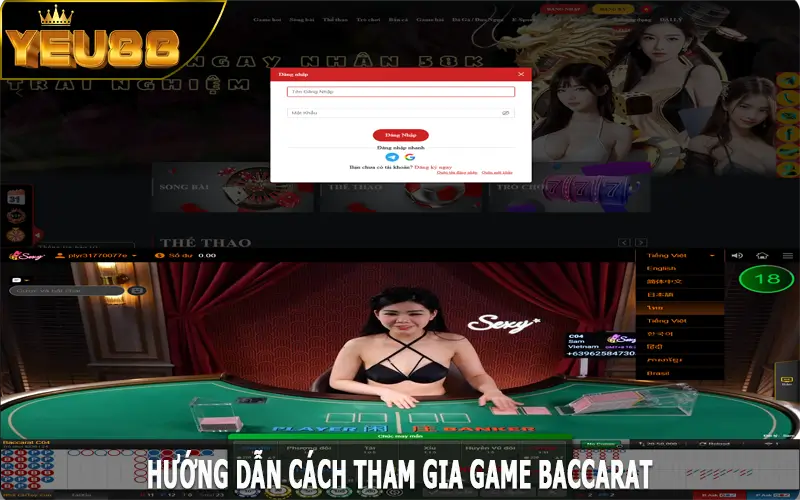 Hướng dẫn cách tham gia game baccarat tại Yeu88