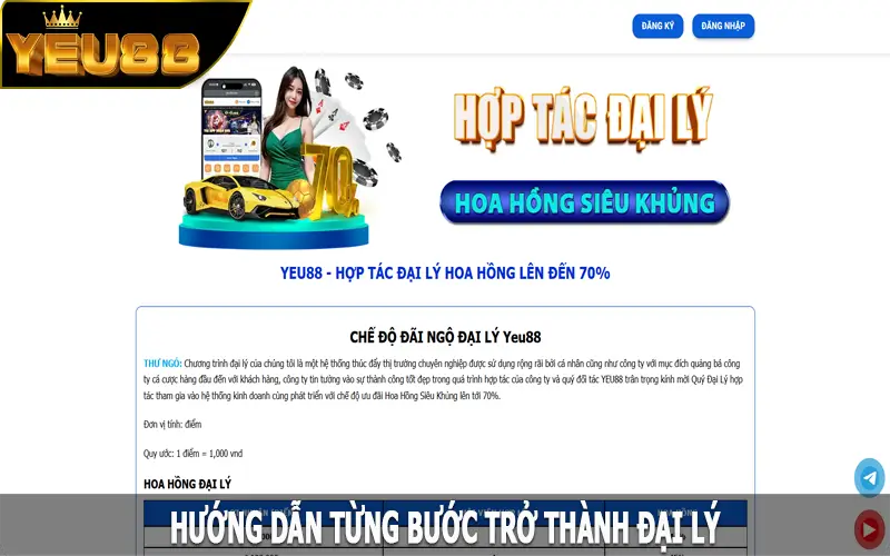 Hướng dẫn từng bước trở thành đại lý cho Yeu88