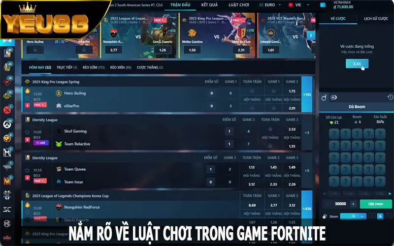 Nắm rõ về luật chơi trong game Fortnite tại Yeu88